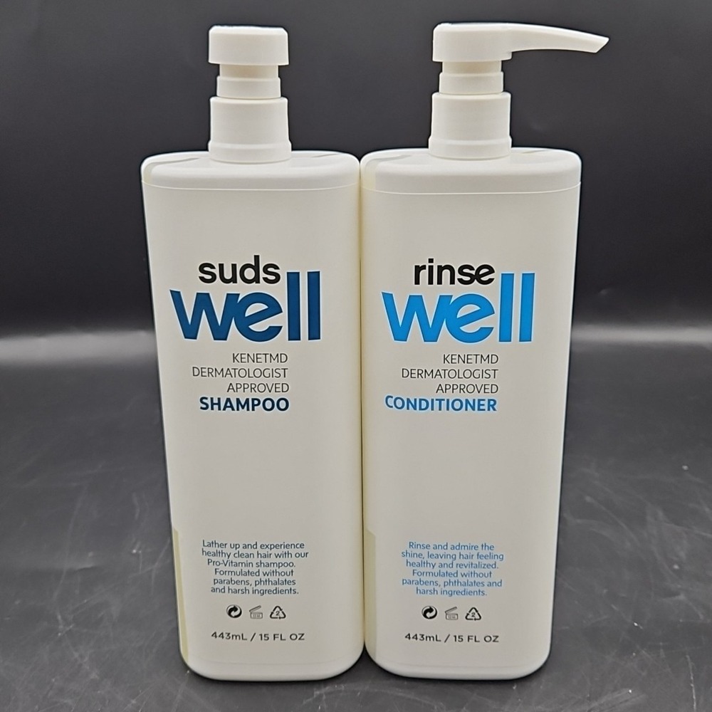 KenetMD Suds Well Shampoo & Rinse Well Conditioner 2 Bottle Set 15oz Each